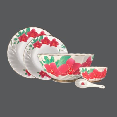 紅蝴蝶蘭6人份餐具組 ZN71-17PCS-179